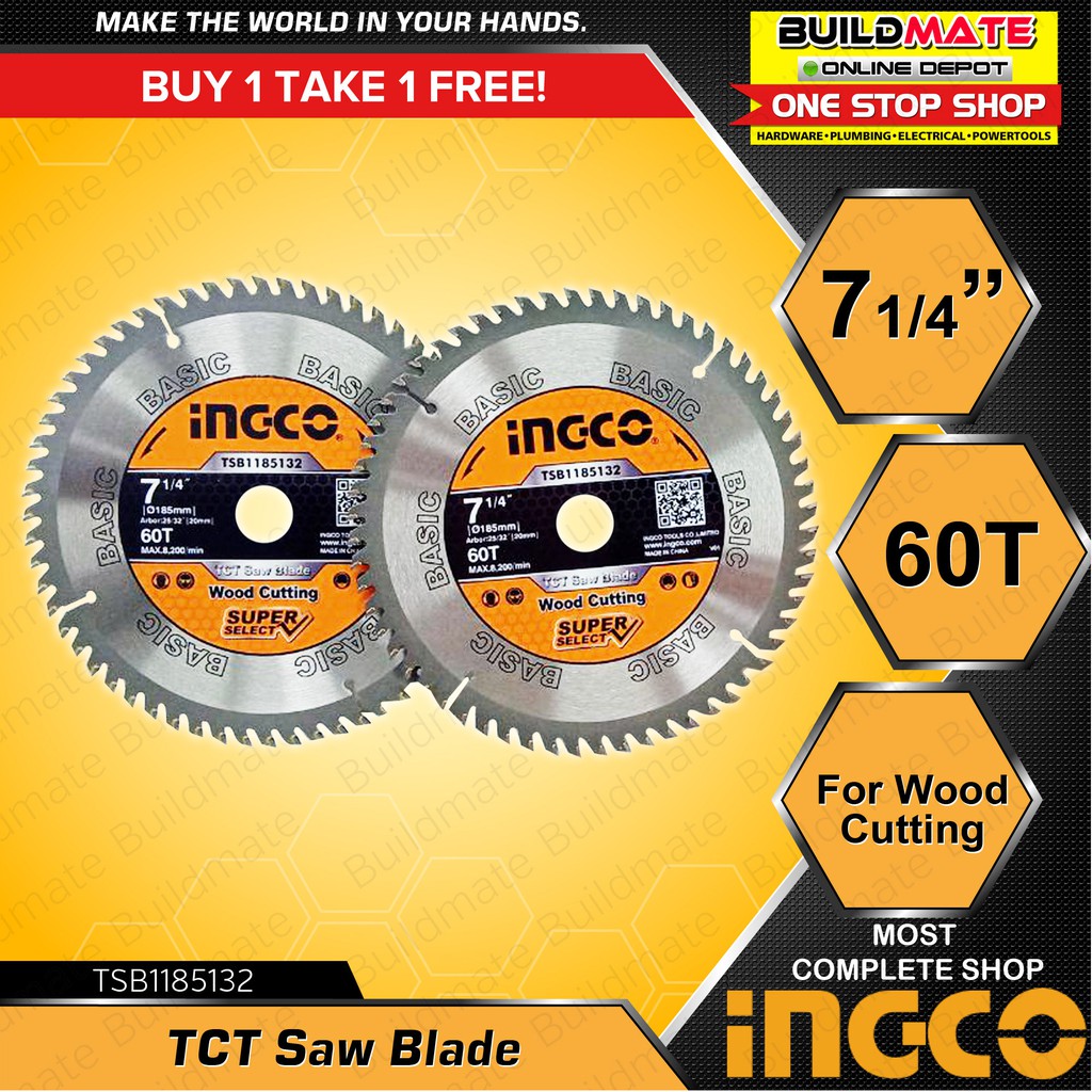 INGCO 2PCS/BOX TCT Circular Saw Blade 7 1/4" Ø185mm For Wood Cutting