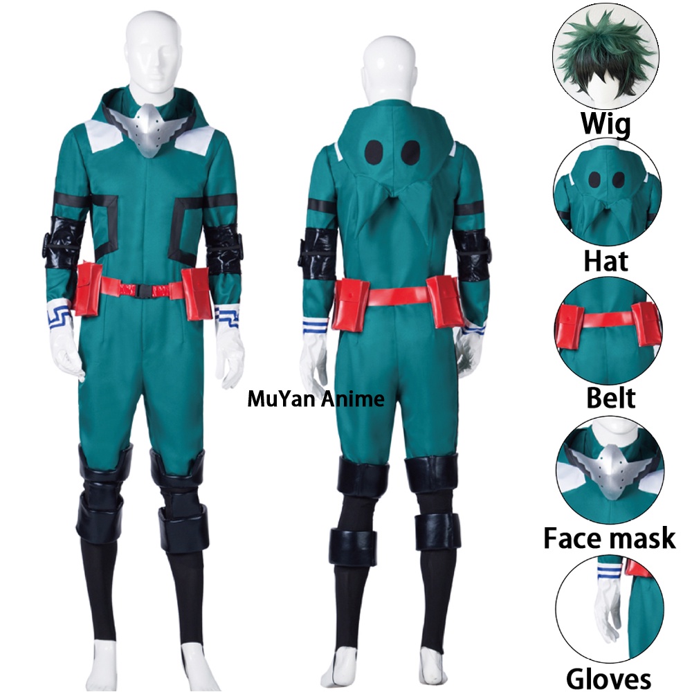C Zofek Mens Izuku Cosplay Costume 3d Printed Green Jumpsuit For 
