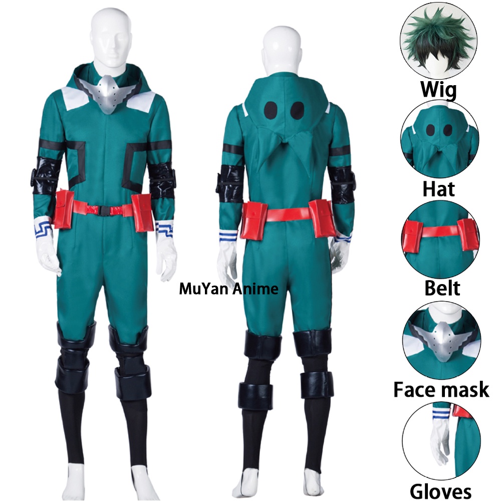 CZOFEK Men's Izuku Cosplay Costume 3D Printed Green Jumpsuit For