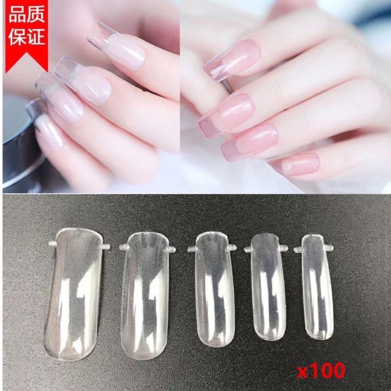 100pcs R Phototherapy Crystal Extension Fake Nails Poly Gel Nail Tips Model  for Full Cover Nail Art | Shopee Philippines