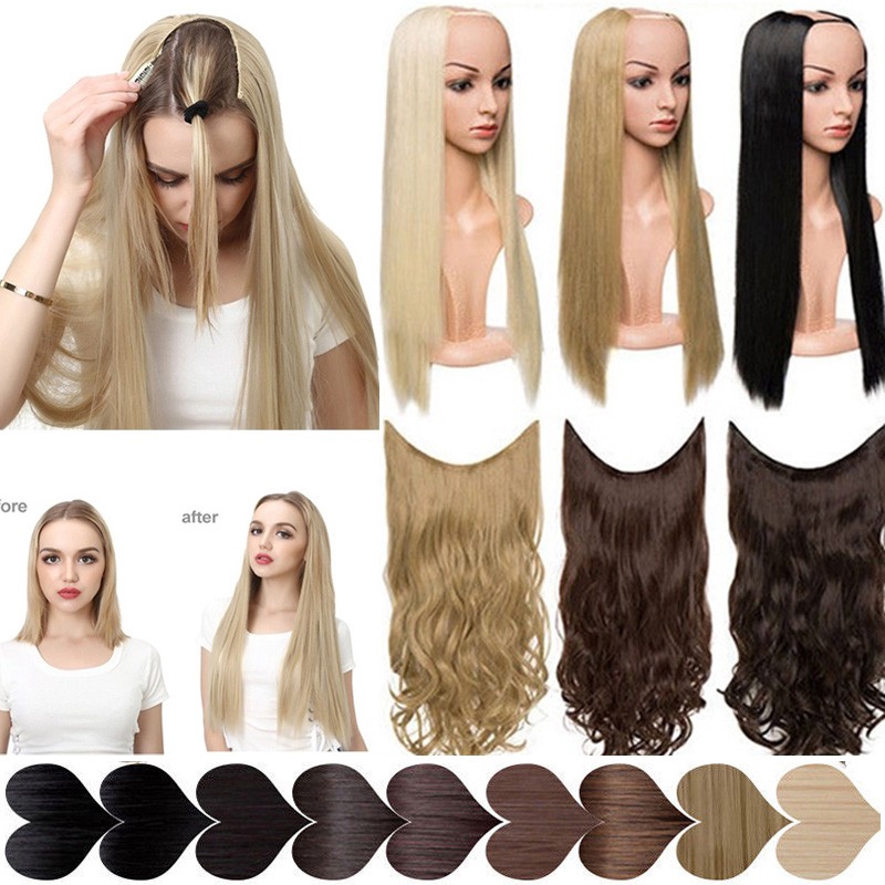 V-Shaped Long Straight Hair Extension Piece One-Piece Long Hair Piece Long  Straight Hair Wig | Shopee Philippines