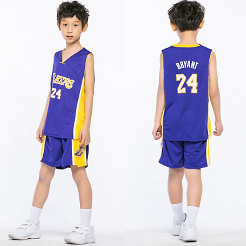 NBA L.A Lakers Jersey #24 Kobe Bryant Jersey Kids Tops Shorts Jersey Set Children Basketball Uniform NBA L.A Lakers Jersey #24 Kobe Bryant Jersey Kids Tops Shorts Jersey Set Children Basketball Uniform