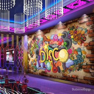 ⋮ Custom Cartoon 3D Brick Wall Graffiti Industrial Decor  Background Wall Paper 3D Music Bar Disco  #3