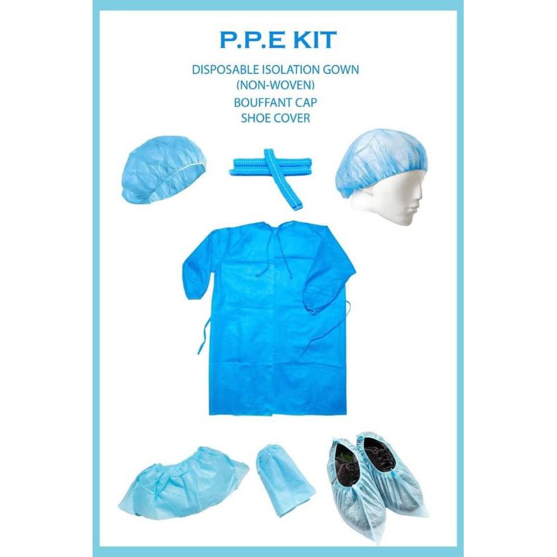 40GSM SET ISOLATION GOWN WITH CAP AND SHOE COVER SET,WATER REPELLANT ...