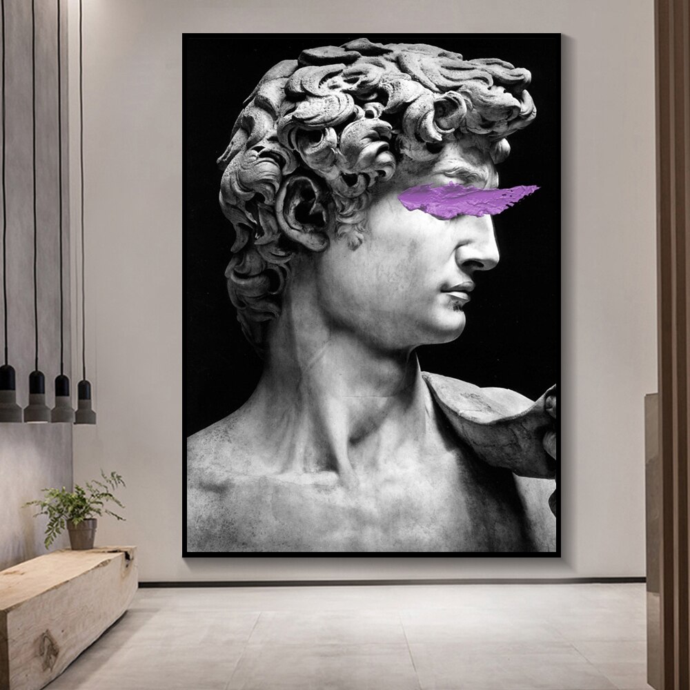 Nordic Black and White David Head Sculpture Posters And Prints Wall Art ...