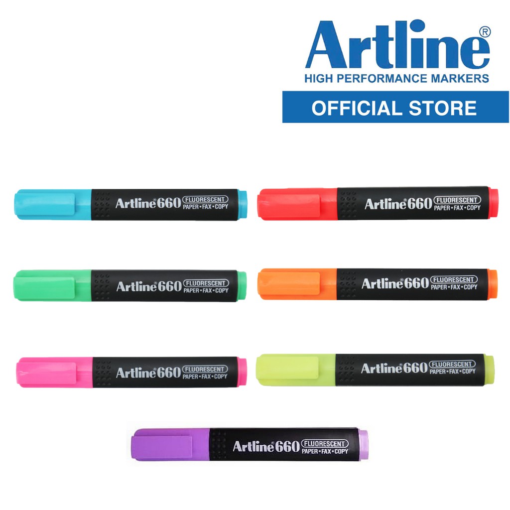 Artline Fluorescent Marker EK660 (Pack of 2, Highlighter) Shopee