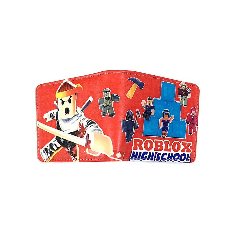 R ROBLOX Short Wallet PU Material Half Fold Leather Card Holder Coin Purse Game Merchandise