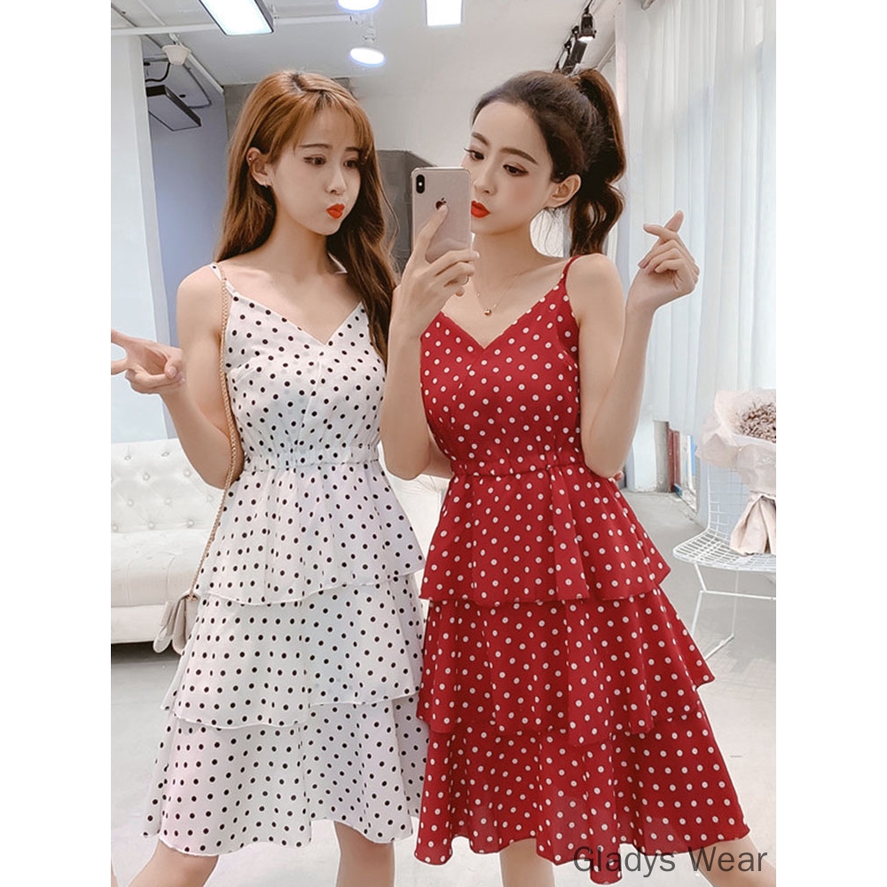 red and polka dot dress