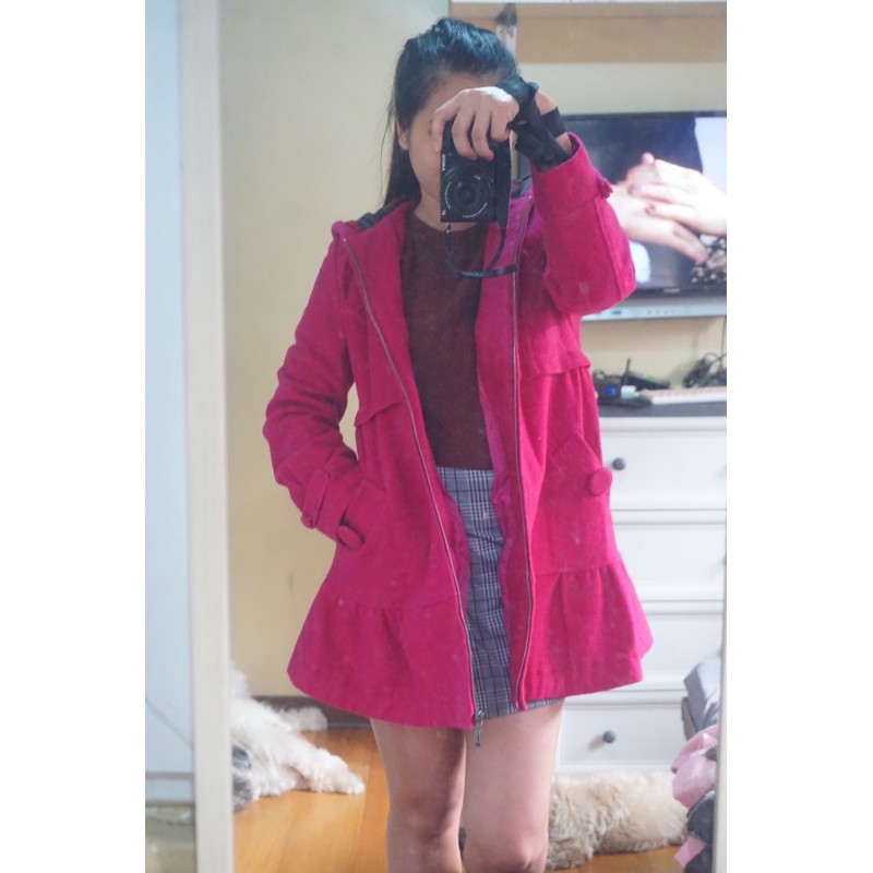 dark pink winter coat