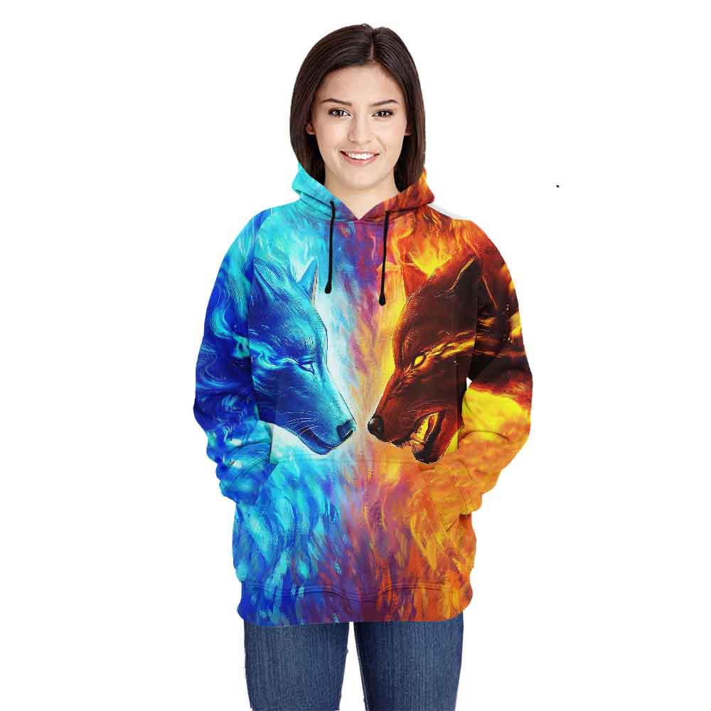 Fire And Ice Premium Wolf Hoodie Sweater Jacket Women 3d Fullprint Pullover Models Shopee Philippines