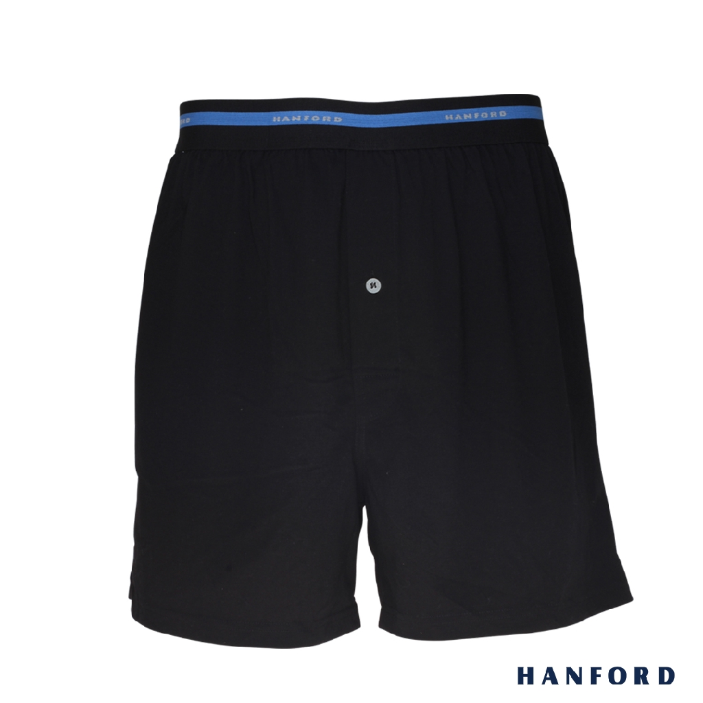 Hanford Men Cotton Knit Lounge/Sleep/ Boxer Shorts ODG - Black (Single ...