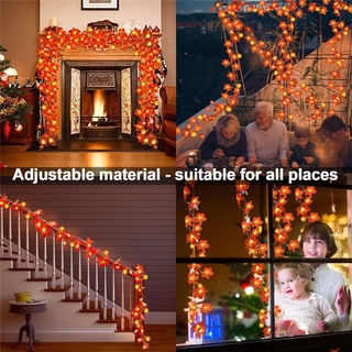 1.5/3m Fall Red Maple Leaf Pumpkin String Lights Garland/Halloween Christmas LED Warm Yellow Fairy Lights/Birthday Party Wedding Xmas Home INS Decorations #9