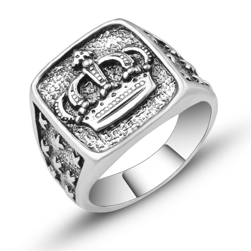 New Arrival King Queen Crown Ring For Men Women Vintage Silver