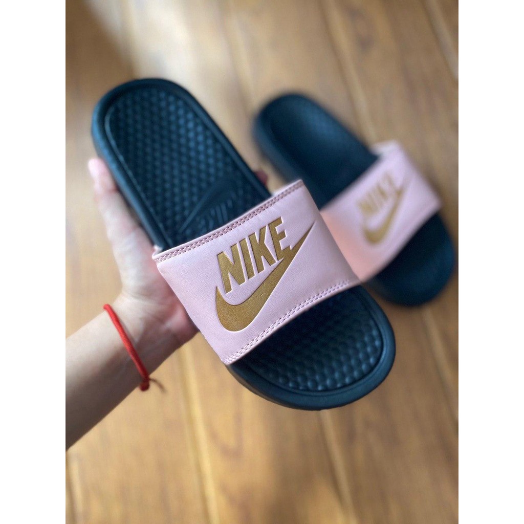 peach nike slides