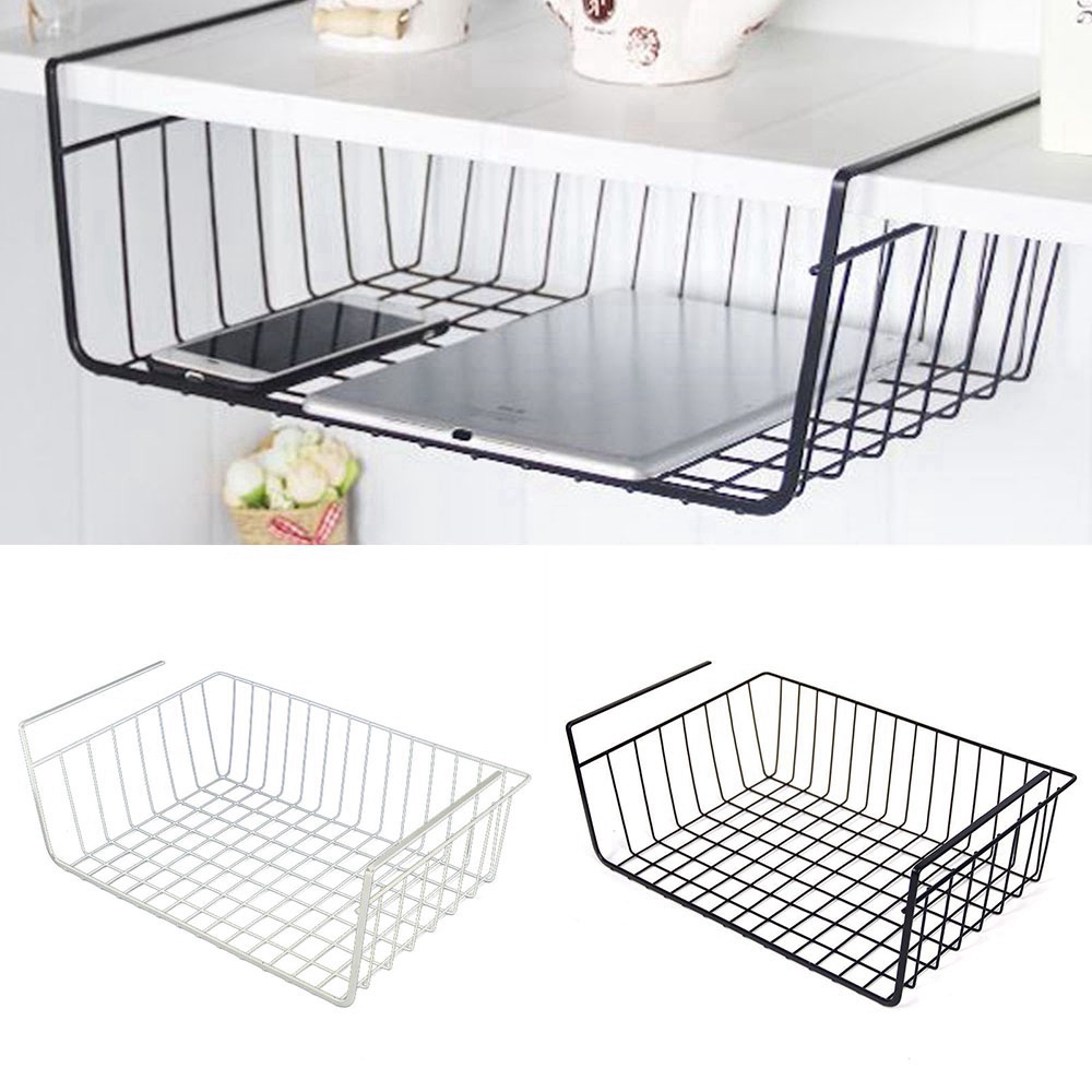 Under Shelf Table Storage Basket Rack Desk Wire Cabinet Hanging