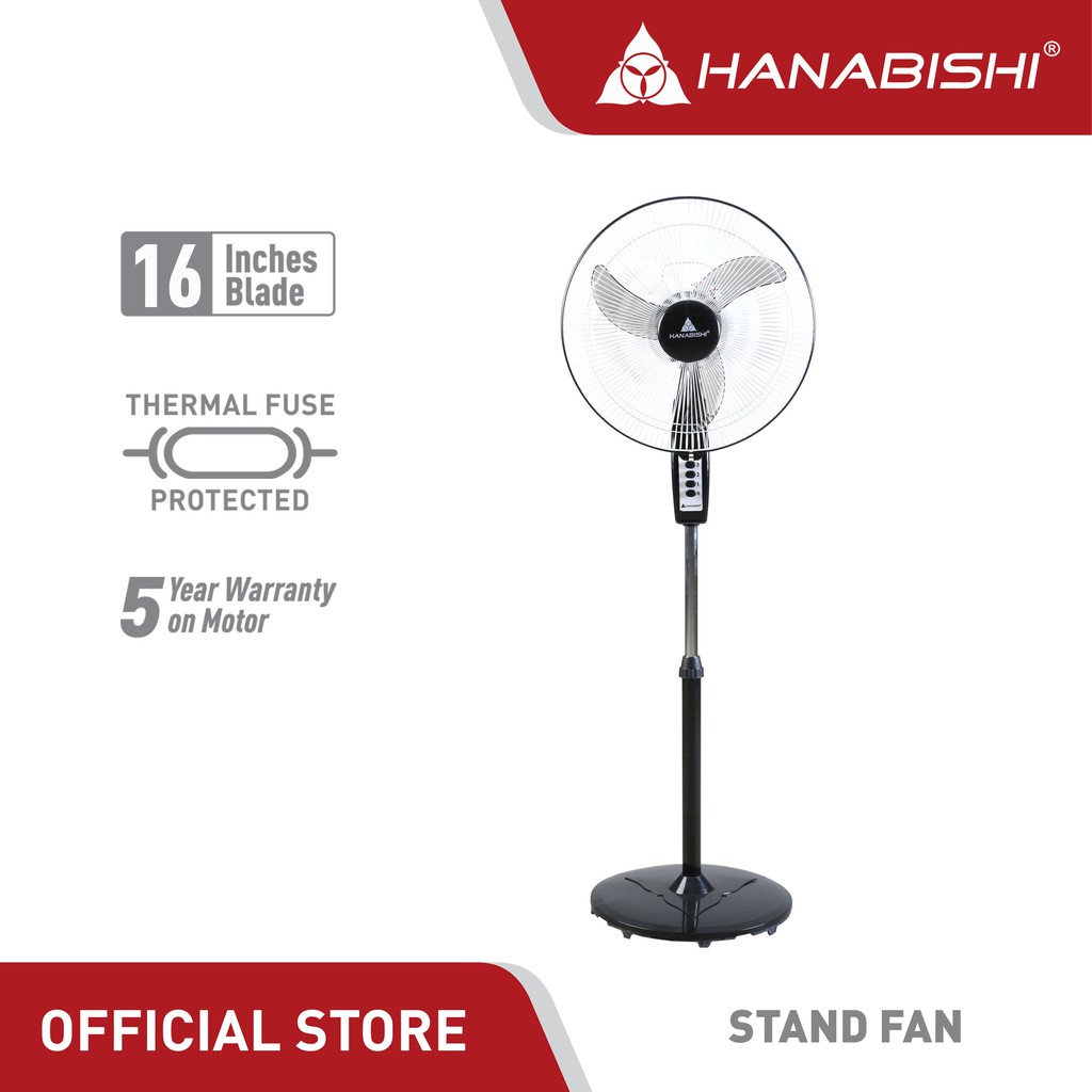 Hanabishi Stand Fan HEB 16SF 16 inch blade Low Noise Powerful Durable