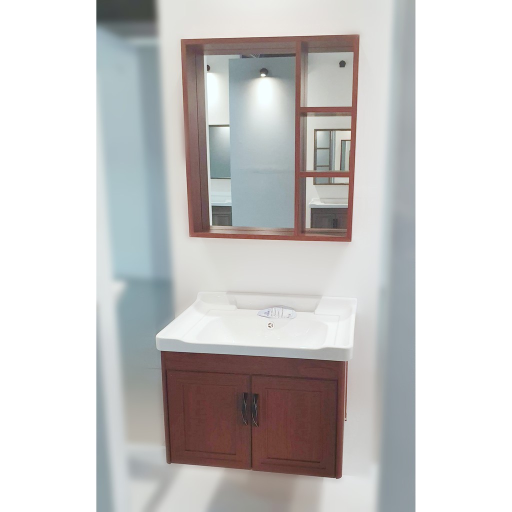 Aluminum Bathroom Vanity Cabinet with Mirror and Ceramic Sink | Shopee