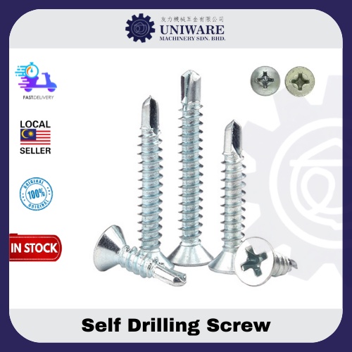 Self Drilling Screw Pan Head & Flat Head 8 (M4.2) x 1/2", 3/4", 1", 1