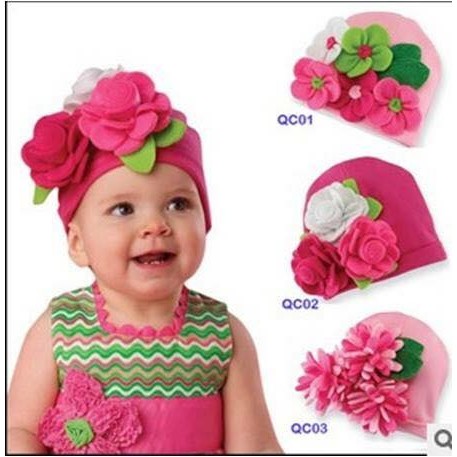 baby girl caps with flowers