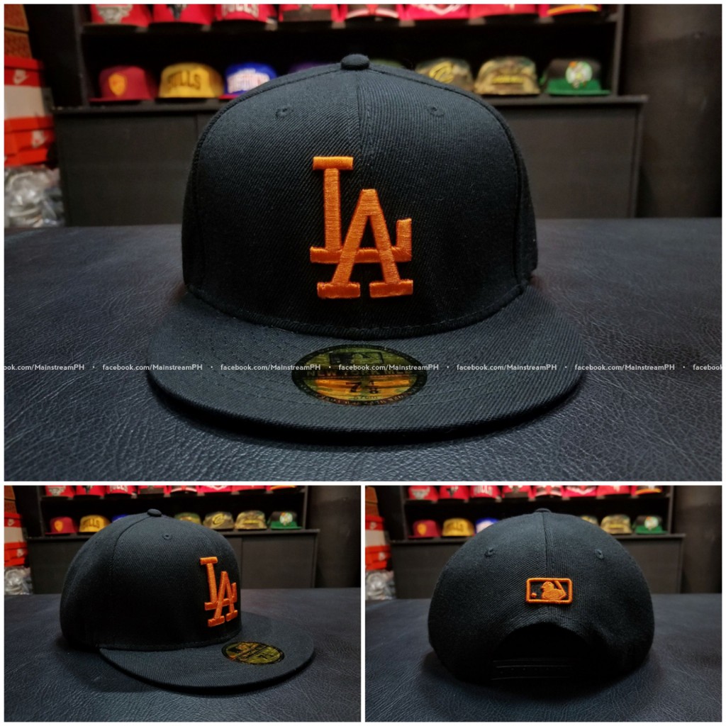 black and orange dodgers hat