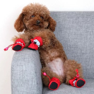 ◘☇Dog Shoes Large Pet Waterproof Chihuahua Anti-slip Puppy Cat Socks Botas S/M/L/XL Rain Boots Teddy