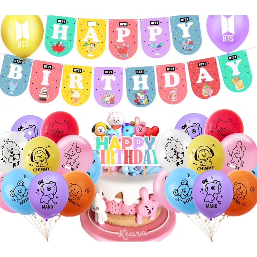 BTS Kpop Bt21 Latex Balloon Birthday Party Decoration Baby Shower  Background Decorations Supplies Needs | Shopee Philippines