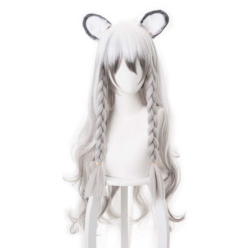 white pigtail wig