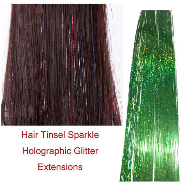 Hair Tinsel Sparkle Holographic Glitter Extensions Highlight