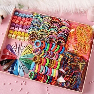 220Pcs Candy Color Hair Clips Rope Ponytail Holder Girls Kids Hair Accessories