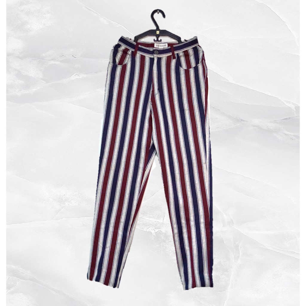 maroon striped pants