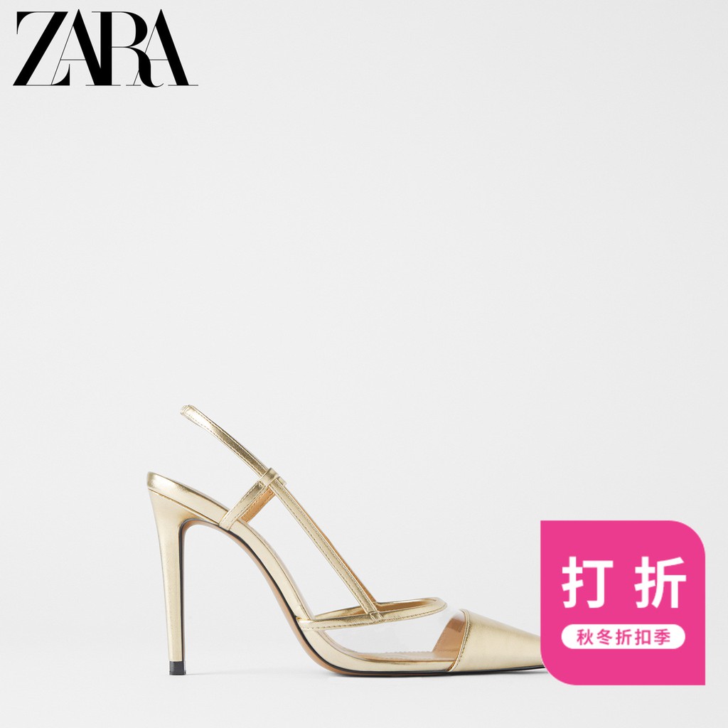 №❂❍ZARA designer shoes gold plastic 