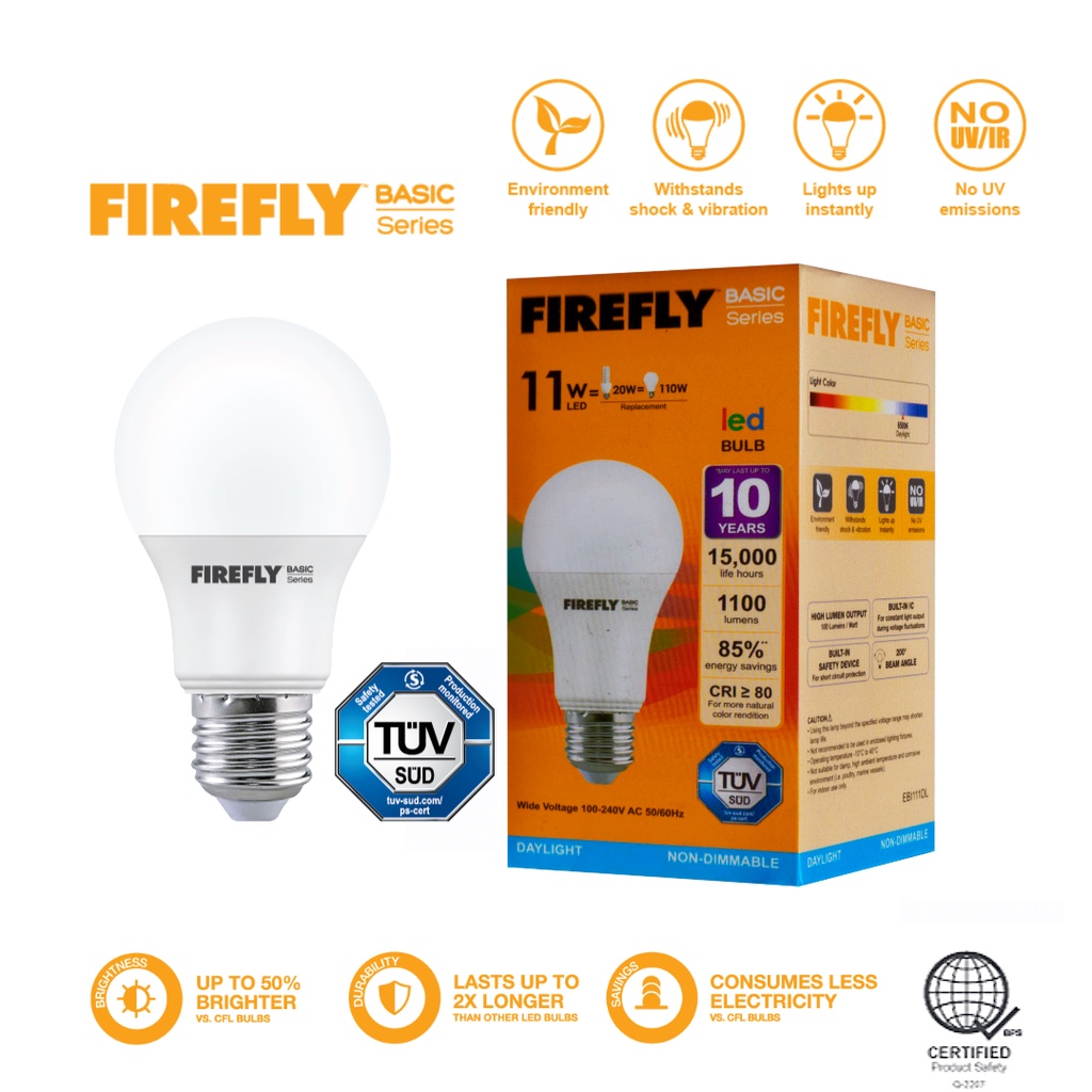 11W Daylight Firefly Basic Series Light Emitting Diode LED Light 11 watts Daylight | Shopee