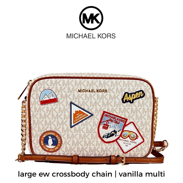 Michael Kors MK Large EW Chain Crossbody Bag Aspen - Vanilla Multi | Shopee  Philippines