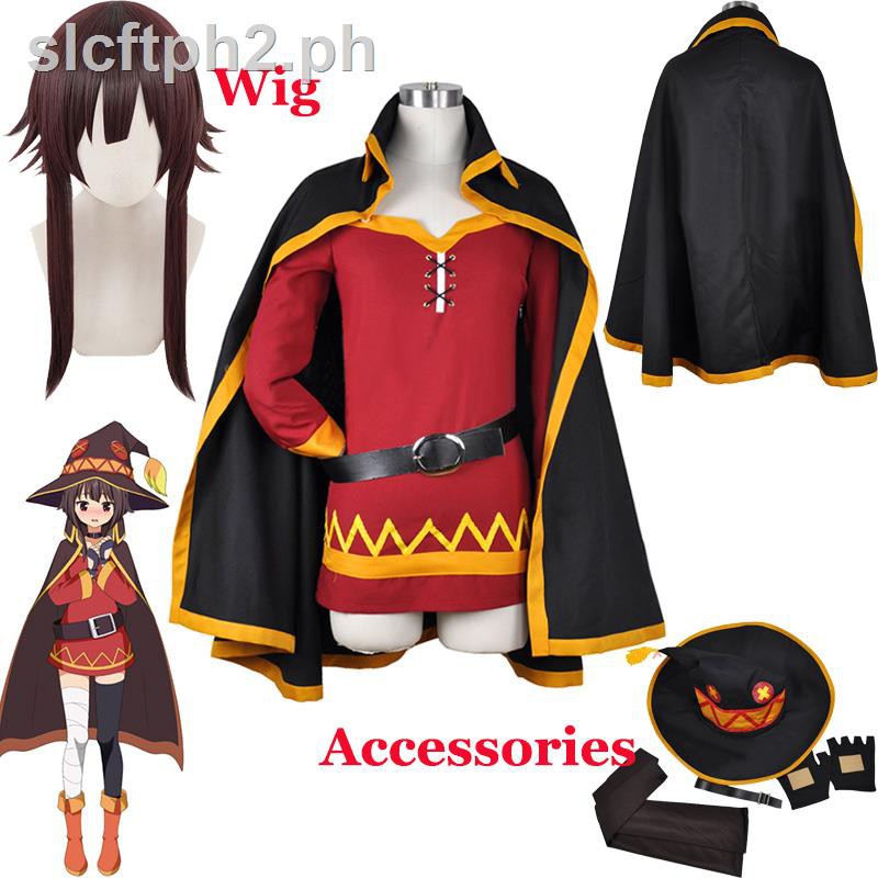 uniform megumin konosuba anime cloak dress halloweenoutfit world wig  wigcap blessing