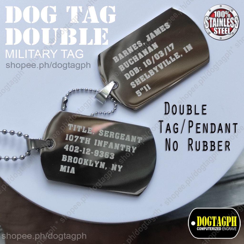 Dog Tag - Double Pendant Tag - ( Military Tag, Personalized Necklace 