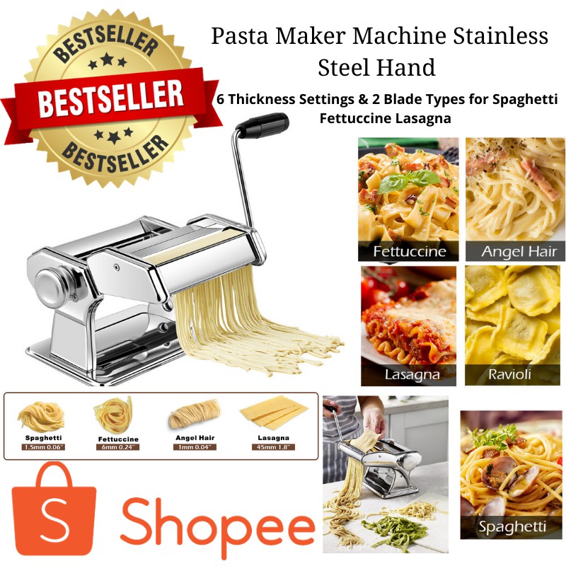 Stainless Steel Manual Pasta Maker Machine With Adjustable Thickness  Settings Professional Homemade | Shopee Philippines