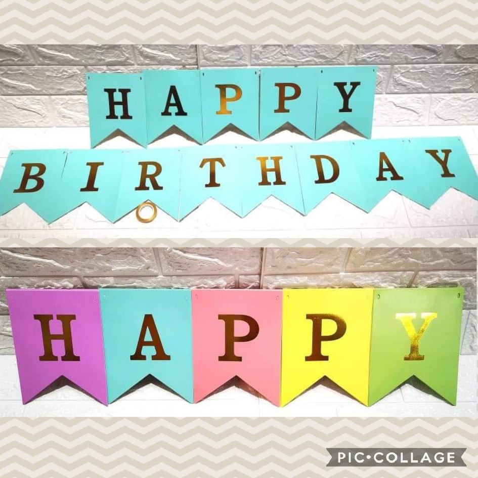 1 color Pastel / Macaron Happy Birthday Banner (1 pastel color per pack ...