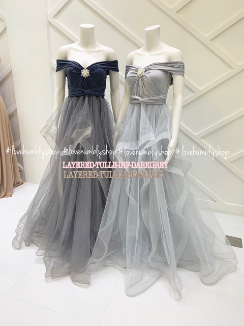 tulle gown with sleeves