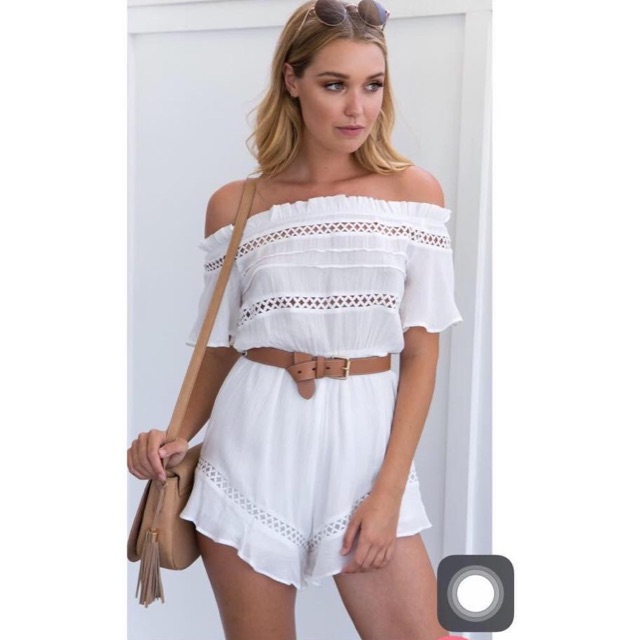 white off the shoulder romper