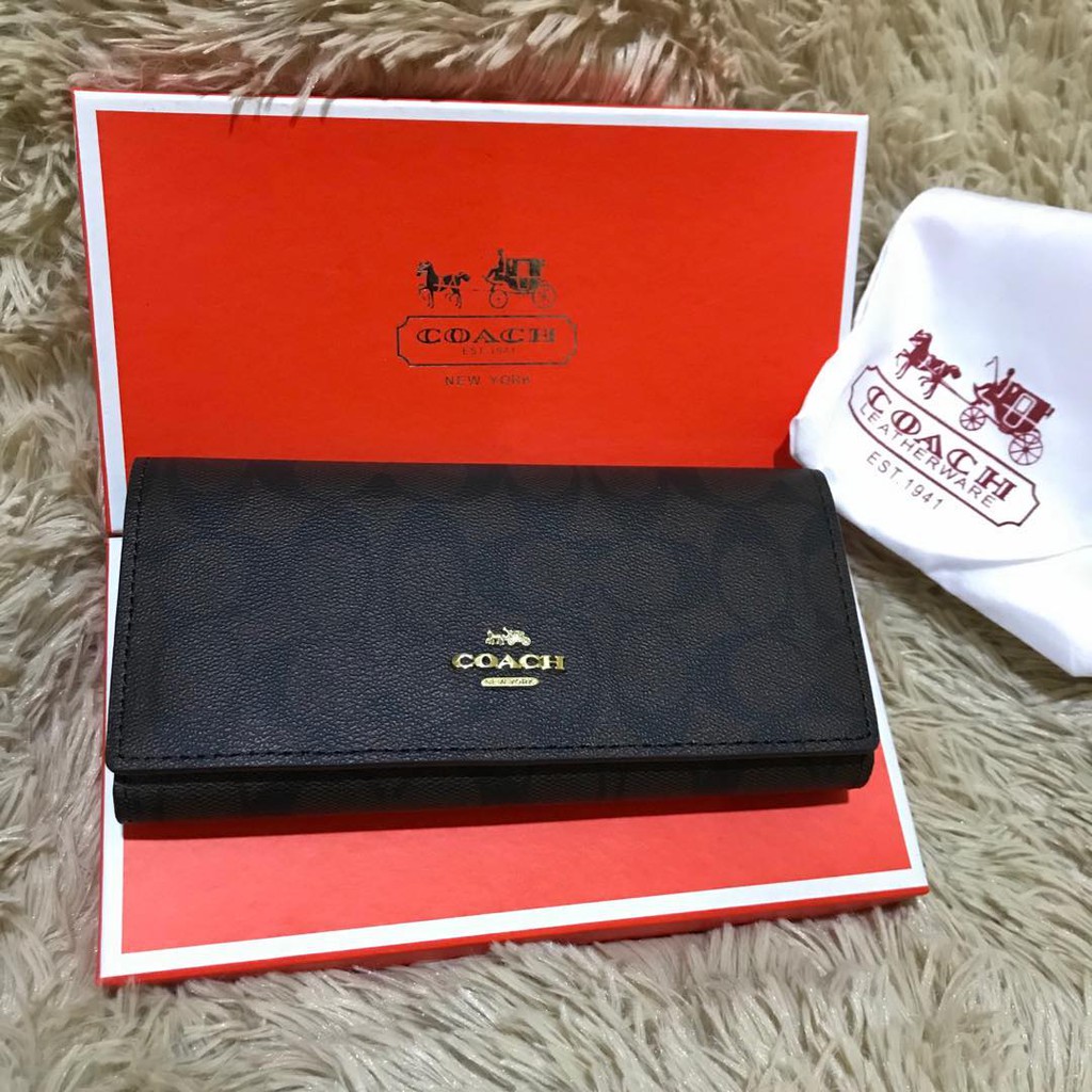 Coach Long Wallet Women 3 layer with dust bag with box wowchay# | Shopee  Philippines