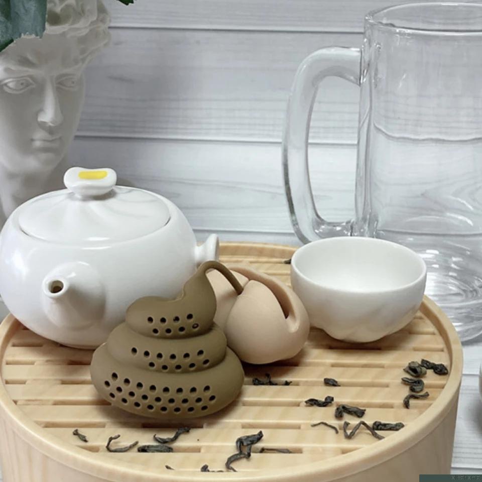 Reusable Silicone Tea Infuser Creative Poop Shaped Funny Herbal Tea Bag