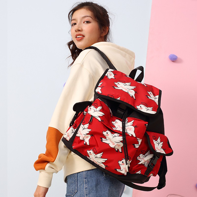 girls red backpack