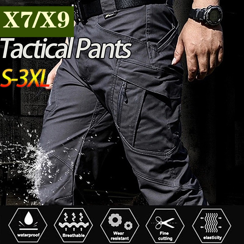 IX7/IX9 Men's Tactical Pants Waterproof Ripstop Fabric Multi Pocket ...