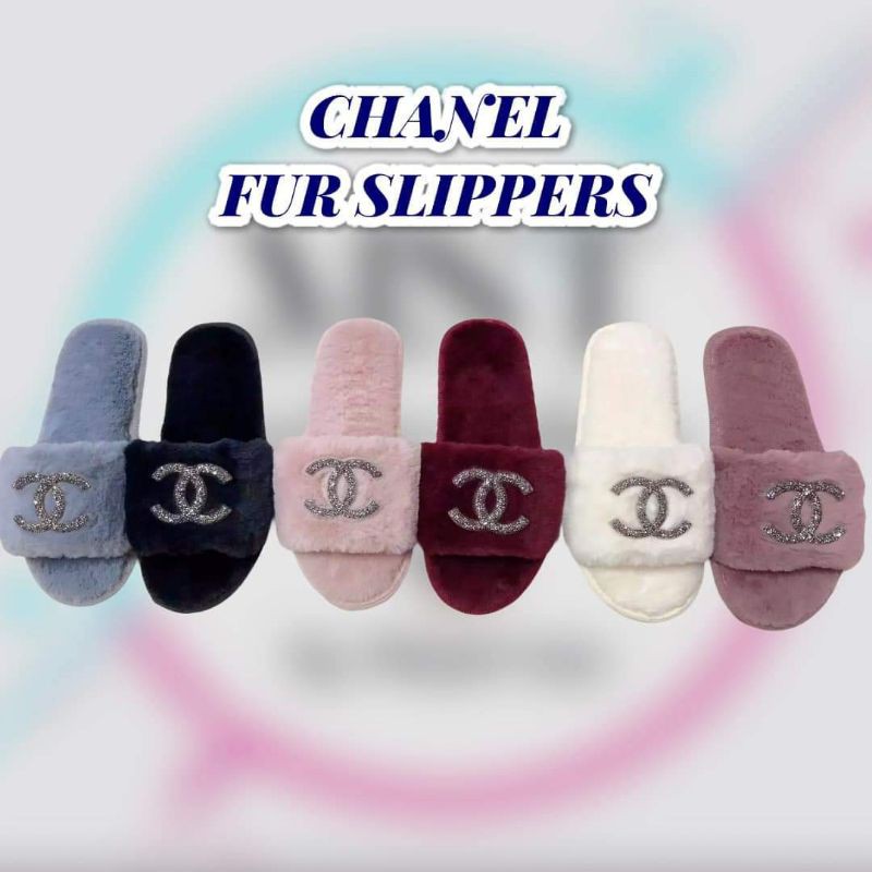 FUR Chanel Slippers indoor/bedroom | Shopee Philippines