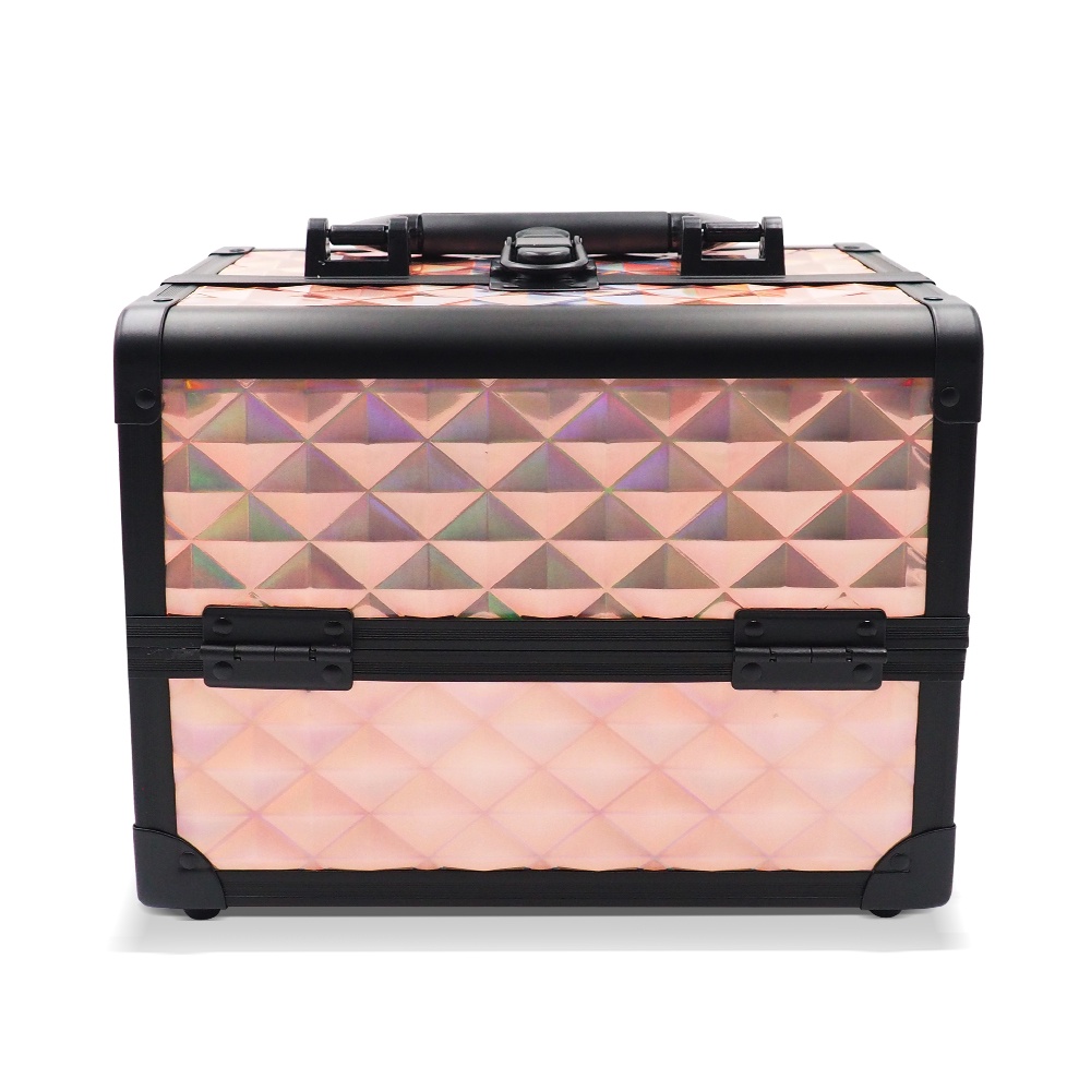 Gladking New Color Lazer Portable Makeup Kit Train Case With Mirror
