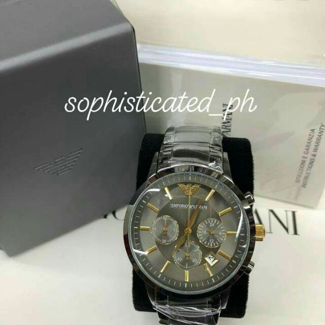 emporio armani black stainless steel watch