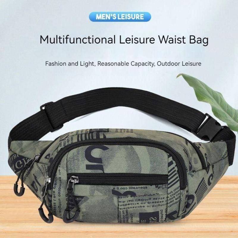 5 Colors Zipper Waist Bag Unisex Leisure Messenger Bag for Men Large