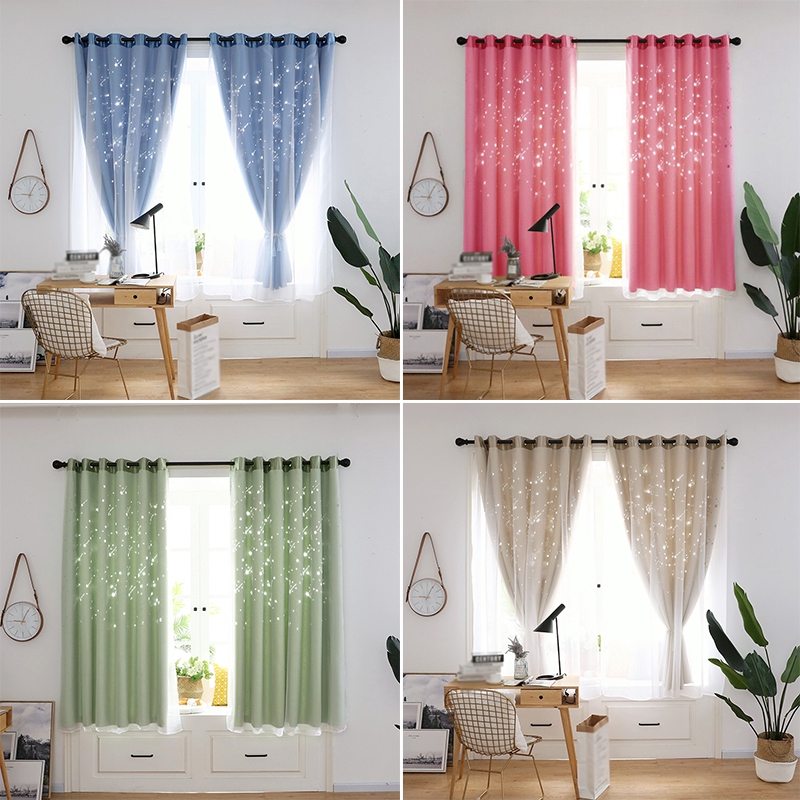 Sale Lace Sheer Art Drape Valance 2 Layers Shade Curtain Shopee