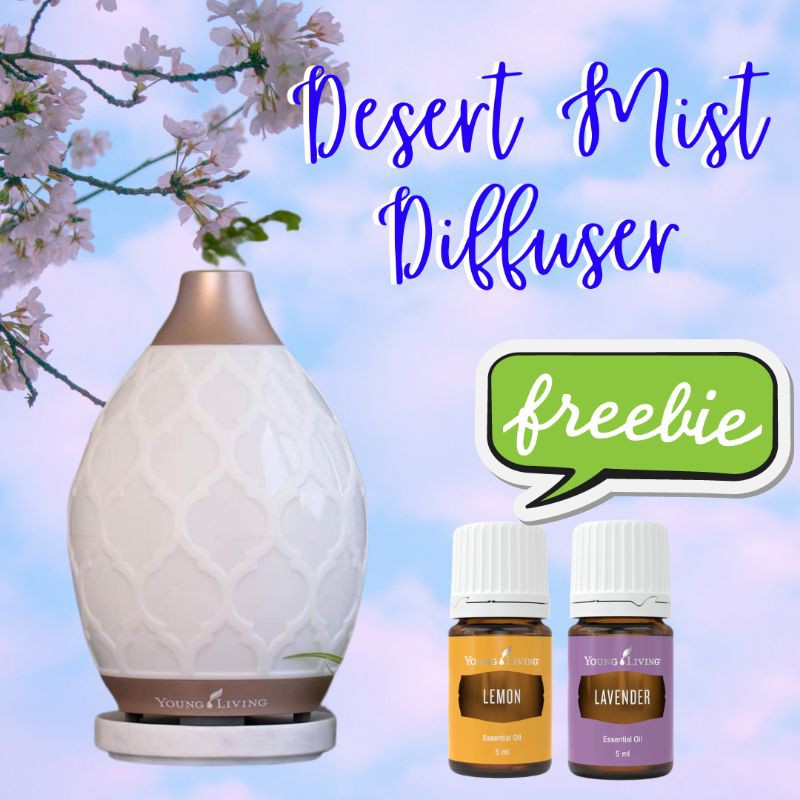 Young Living Desert Mist Diffuser with 2 Free Oils (Lavender and Lemon