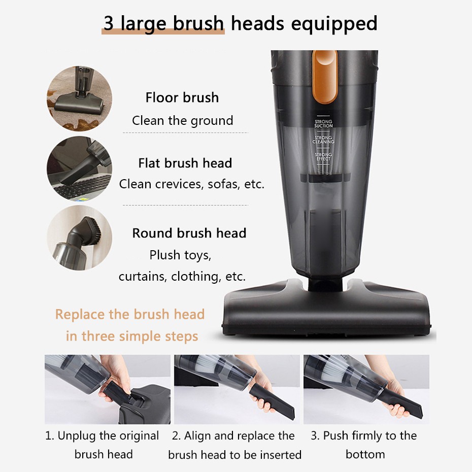 Deerma DX115C/DX118C Household Vacuum Cleaner Mini Handheld Pushrod Cleaner Strong Suction Low Noise - Image 5